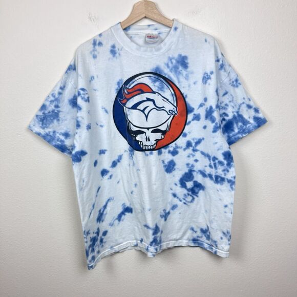 Vintage Shirt Adult Extra Large 90s Grateful Dad Denver Broncos Tie Dye Retro - Picture 10 of 11